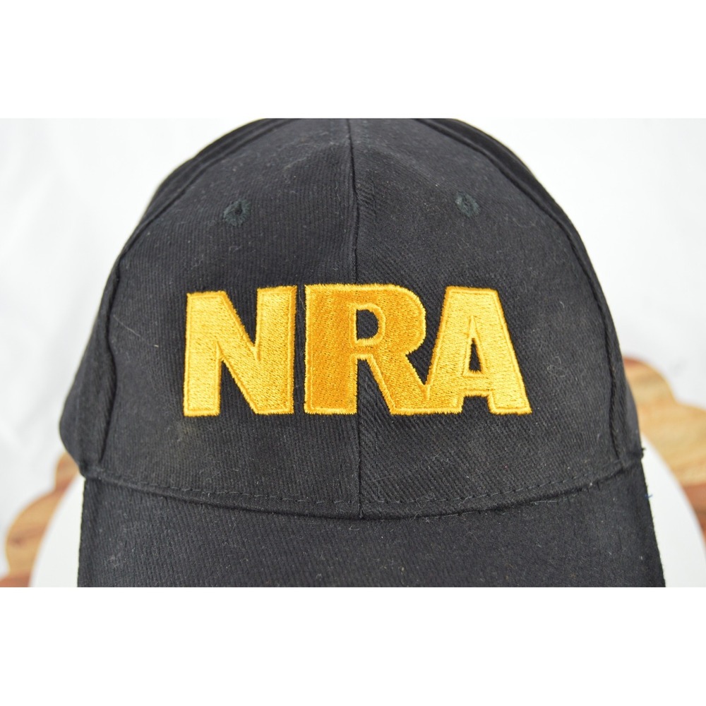 NRA Embroidered Hat • Adjustable Black Cap w/ USA Flag